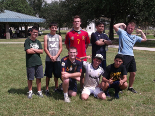 Part of the Beaumont soccer team! Yup, that's our Branch President with the muscles... haha