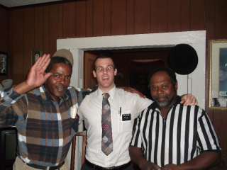 Hour of Power. Knocking in South Park. The guy on the left opens and says, "Elders! I am an annointed aaronic priest in the mormon church! Come on in!" They sat us down, looked at us and said, "Elders! Teach us something!" haha what a great chat we had. Somethimes, crazy stuff just happens.