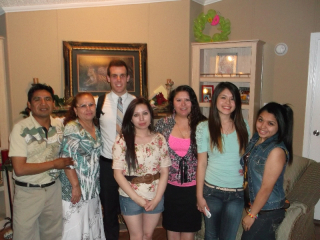 Last night at Daisy's house! So, from the left to right. The first two people on the left are hermano and hermana ortega from Denver Harbor. Then, right in front of me is one of their daughters who is currently taking the lessons out in Denver Harbor as well. Then, it's Noelia, the ortega's daughter who lives in New Caney (Daisy's mom) she is so awesome! Then, next to her in the light blue is my sister daisy! and then next to her is her another Ortega daughter, Abby, who got baptized with them a year ago.