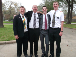 (from left) Me, Elder Sorenson, Elder Cope and Elder Bruneel. Bruneel trained me and Sorenson trained Cope and we switched companions at transfers!