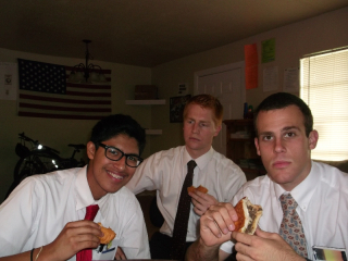 Eating mexican tortas with our mini missionary